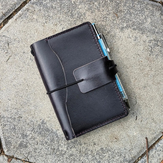 Pocket Size Traveller's Refillable Notebook | Eggplant Purple 'Live Edge' #5