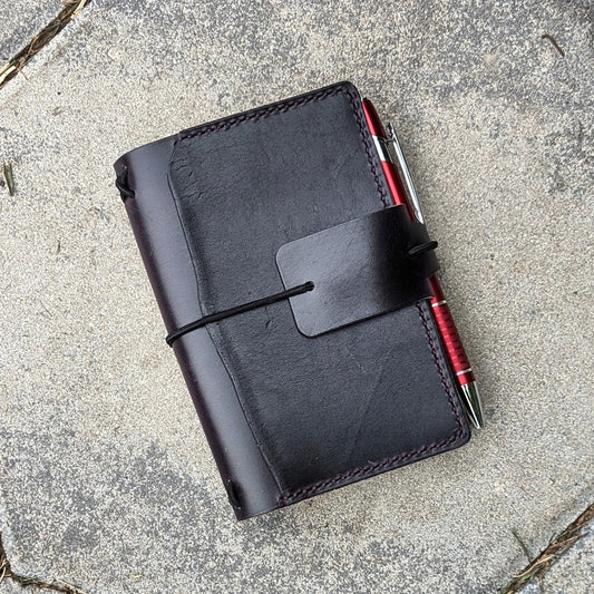 Pocket Size Traveller's Refillable Notebook | Eggplant Purple 'Live Edge' #12