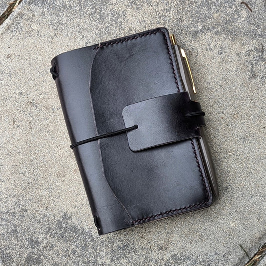 Pocket Size Traveller's Refillable Notebook | Eggplant Purple 'Live Edge' #13