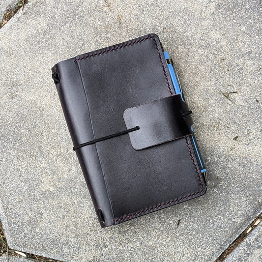 Pocket Size Traveller's Refillable Notebook | Eggplant Purple 'Live Edge' #15