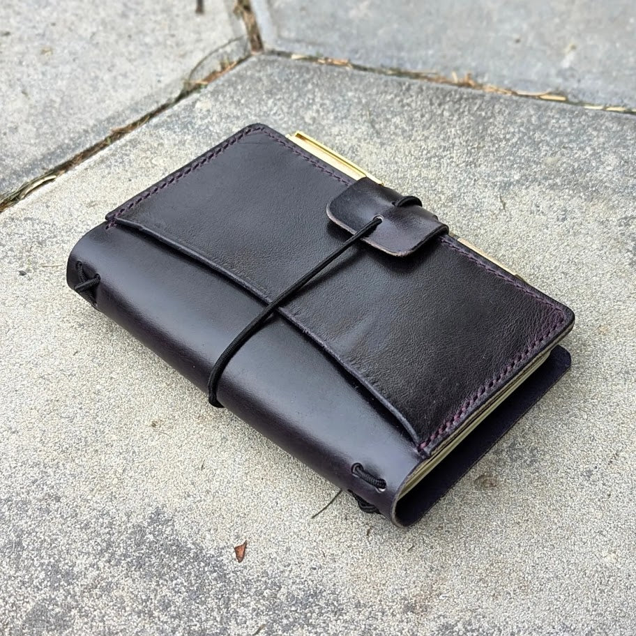 Pocket Size Traveller's Refillable Notebook | Eggplant Purple 'Live Edge' #16