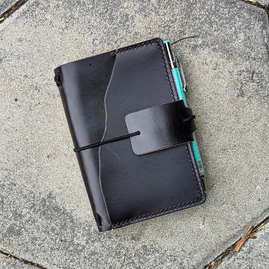 Pocket Size Traveller's Refillable Notebook | Eggplant Purple 'Live Edge' #20