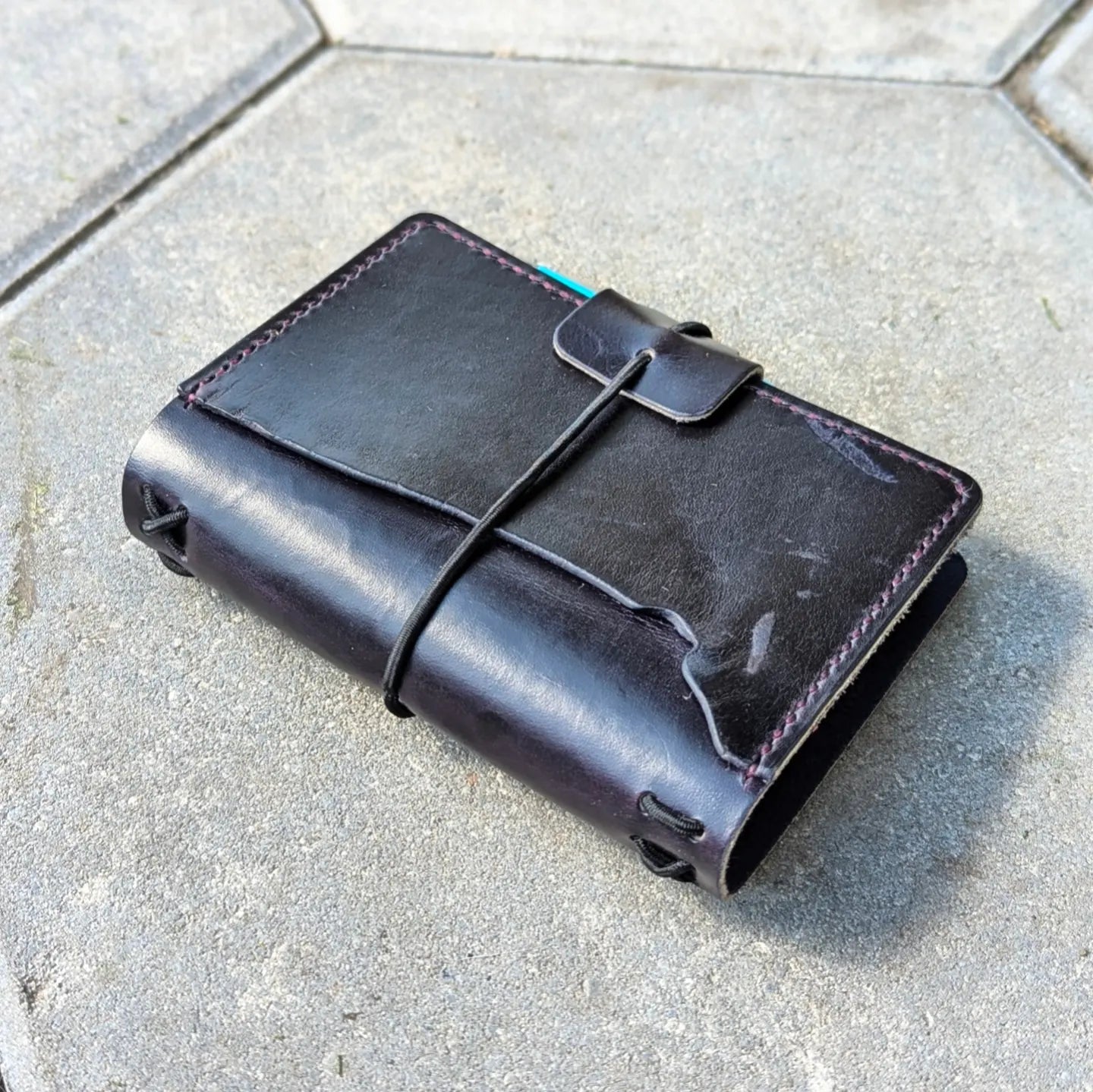 Passport Size Traveller's Refillable Notebook | Eggplant Purple 'Live Edge' #1