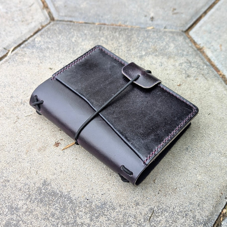 Passport Size Traveller's Refillable Notebook | Eggplant Purple 'Live Edge' #6