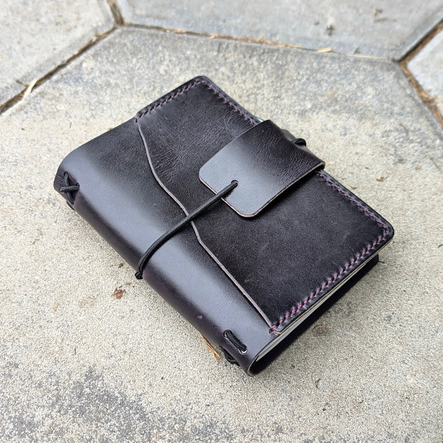 Passport Size Traveller's Refillable Notebook | Eggplant Purple 'Live Edge' #7