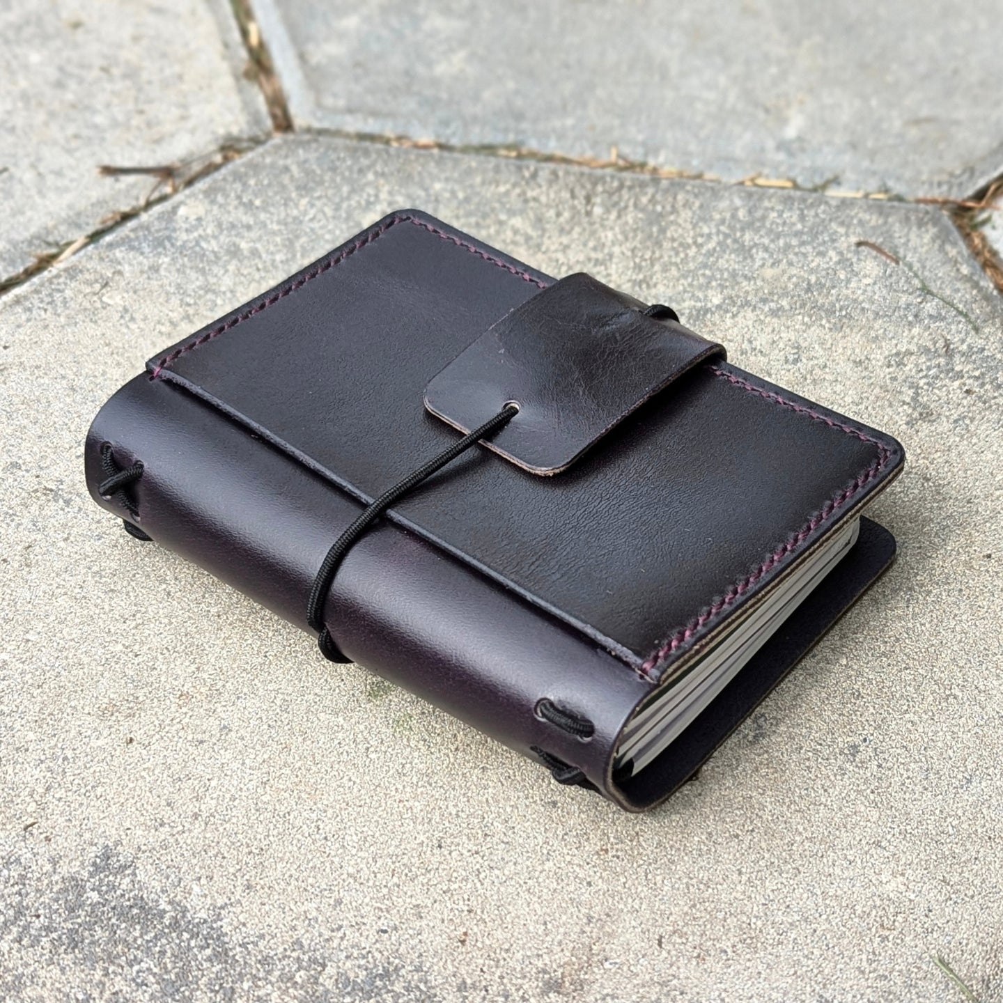 Passport Size Traveller's Refillable Notebook | Eggplant Purple 'Live Edge' #8