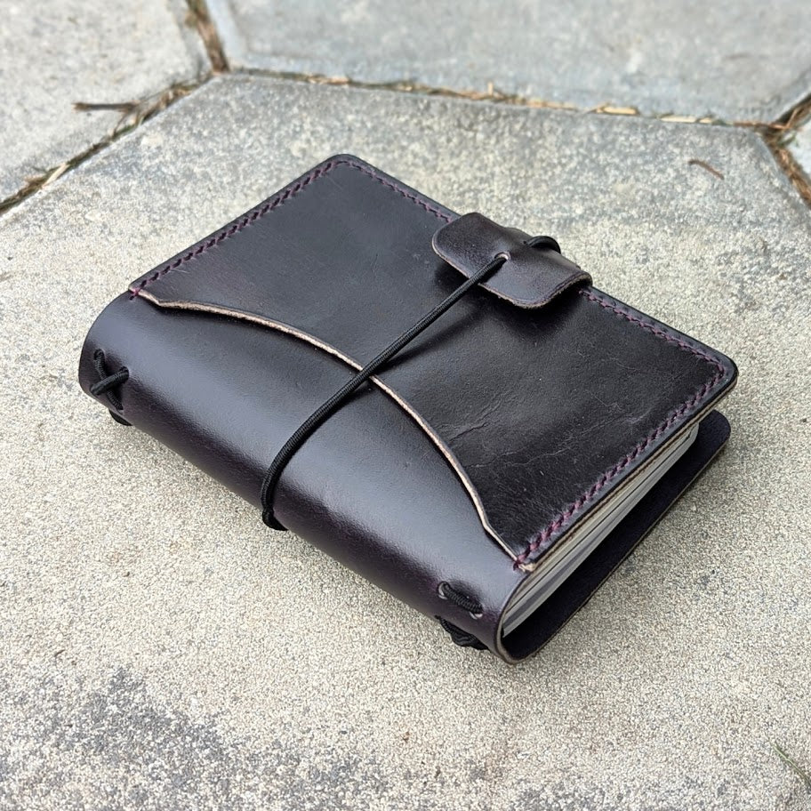 Passport Size Traveller's Refillable Notebook | Eggplant Purple 'Live Edge' #10