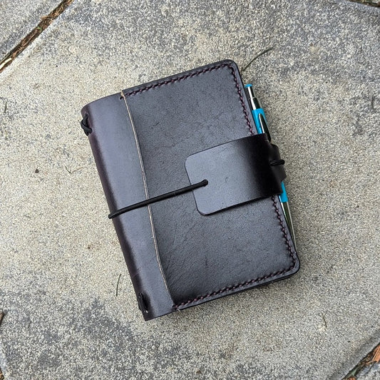 Passport Size Traveller's Refillable Notebook | Eggplant Purple 'Live Edge' #11