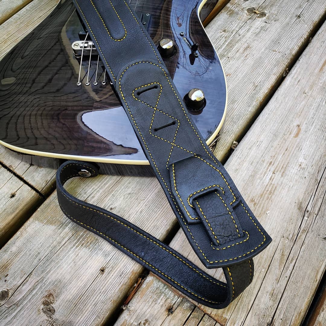 Guitar Strap | Black with Yellow Accents