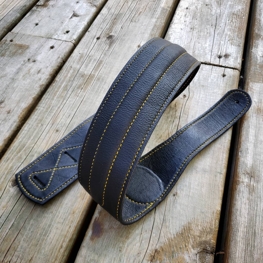 Guitar Strap | Black with Yellow Accents