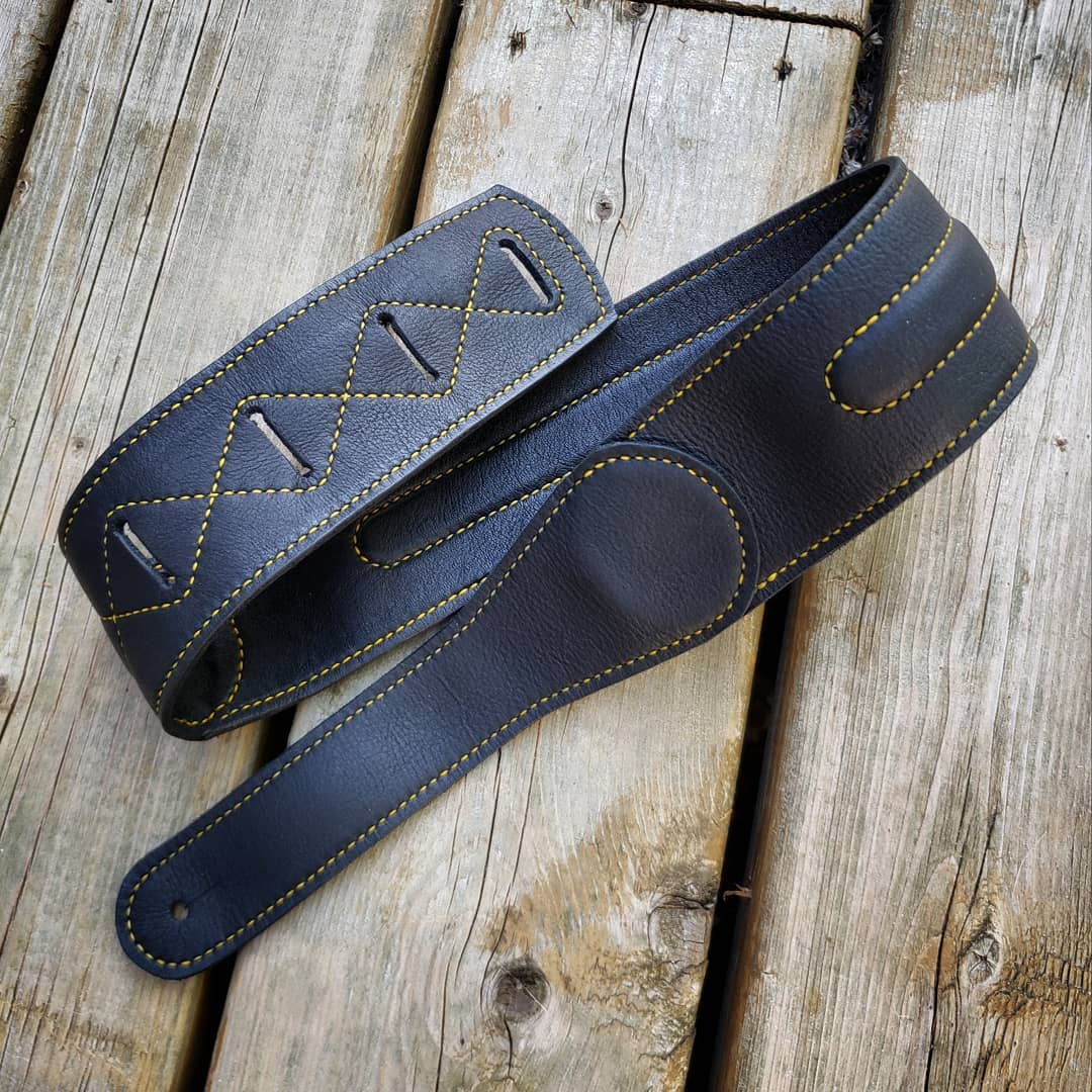 Guitar Strap | Black with Yellow Accents