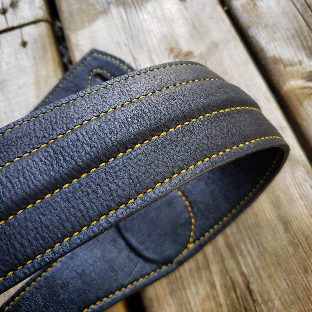 Guitar Strap | Black with Yellow Accents