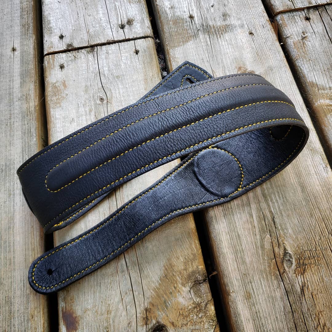 Guitar Strap | Black with Yellow Accents