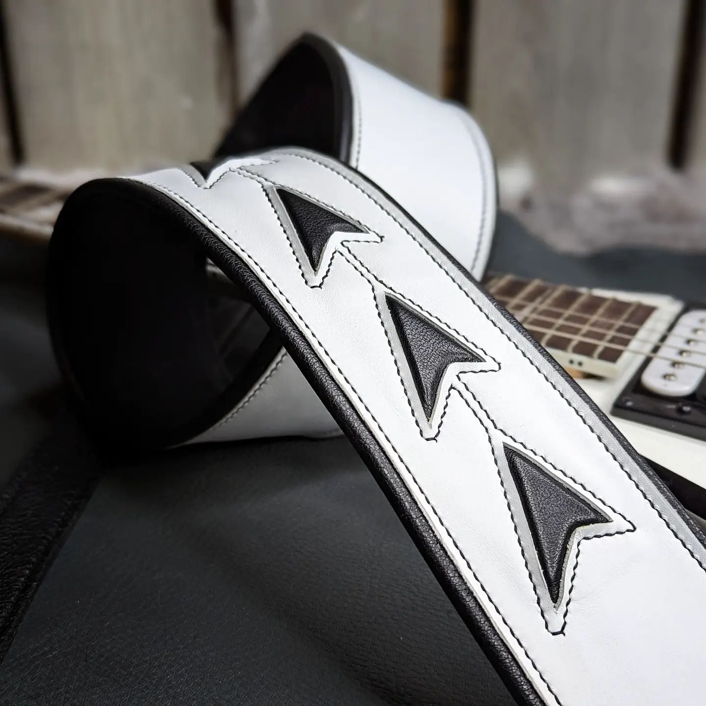 Custom Guitar Strap | White and Black for D.B.