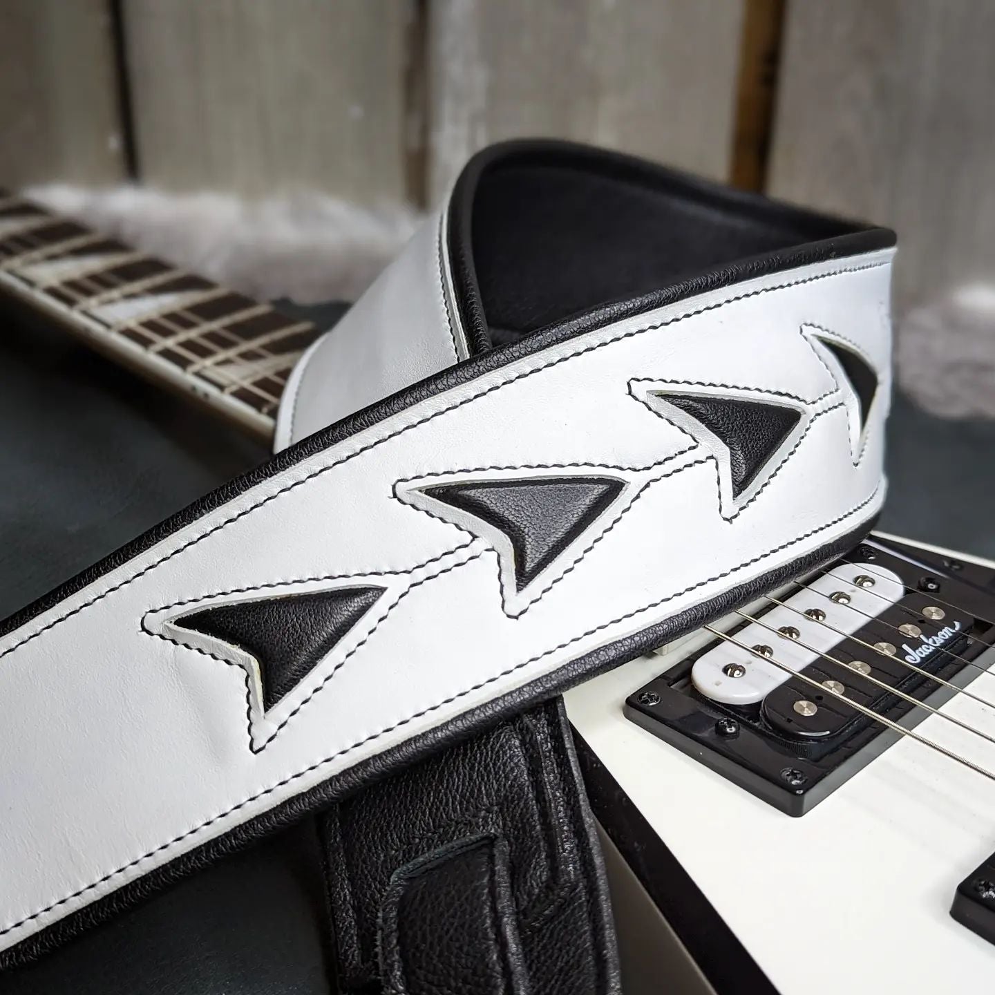 Custom Guitar Strap | White and Black for D.B.