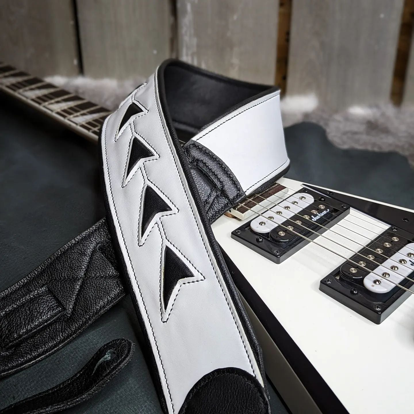 Custom Guitar Strap | White and Black for D.B.