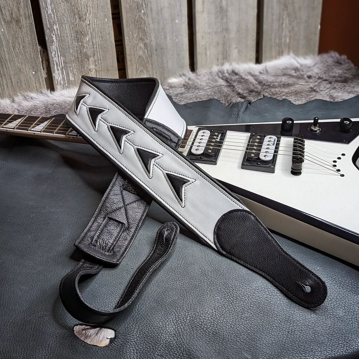 Custom Guitar Strap | White and Black for D.B.