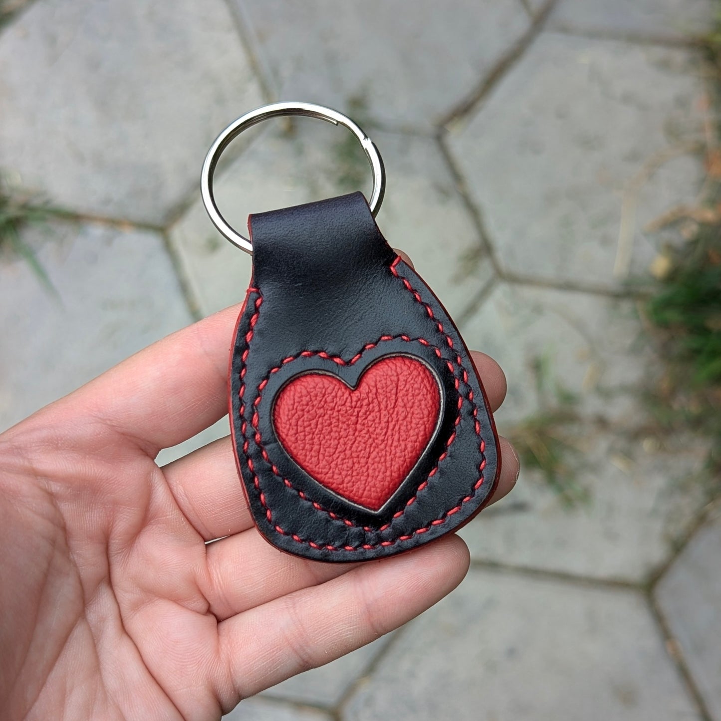 Key Fob | Purple + Red Heart