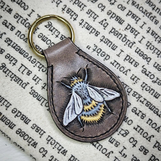 Key Fob | Tooled Bumblebee & Honeycomb #3