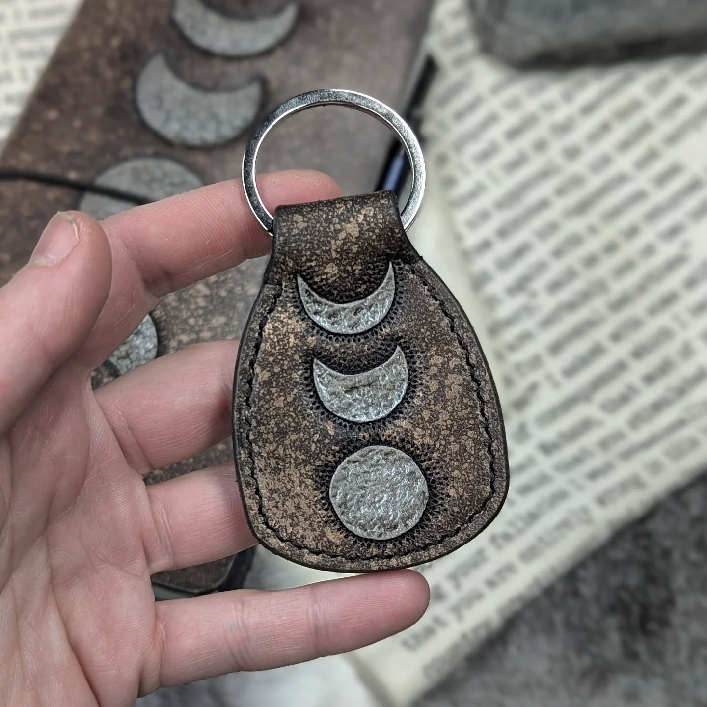 Key Fob | Tooled Moon Phases