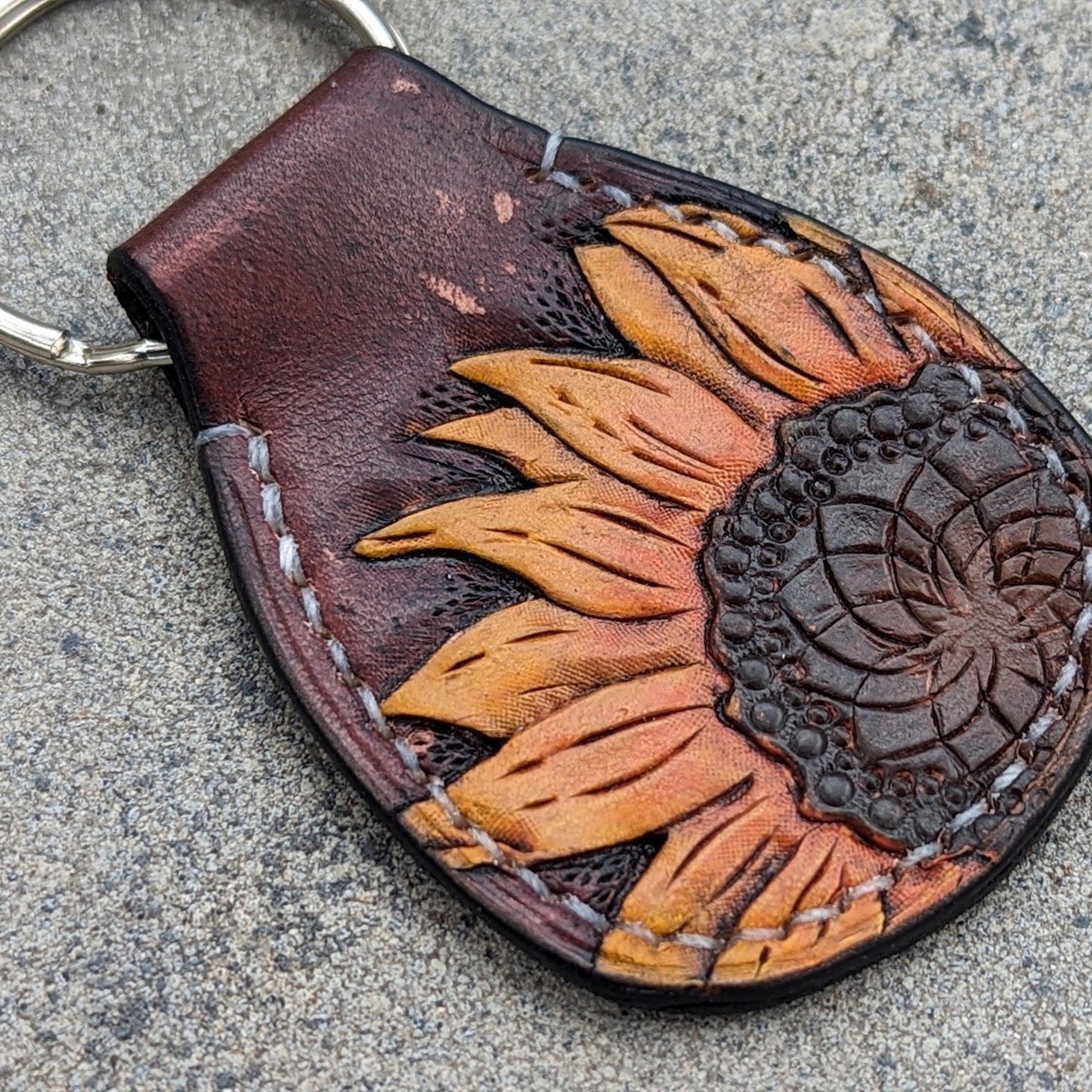 Key Fob | Tooled Sunflower