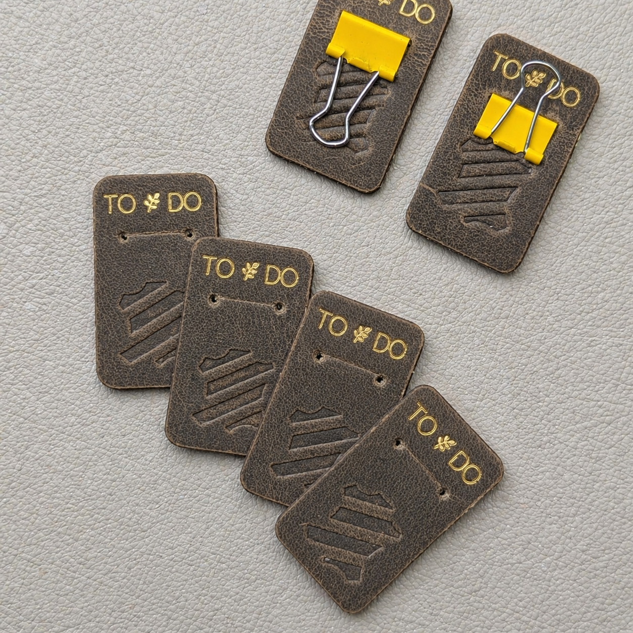 LEATHER TABS | Assorted Experimental Tabs 'TODAY', 'TO DO', 'IDEAS', 'ART'