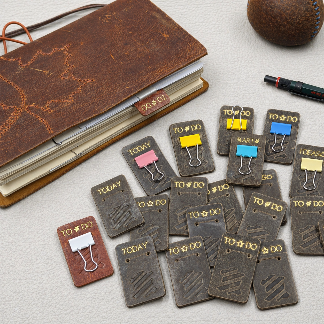 LEATHER TABS | 'IDEAS' & 'ART'