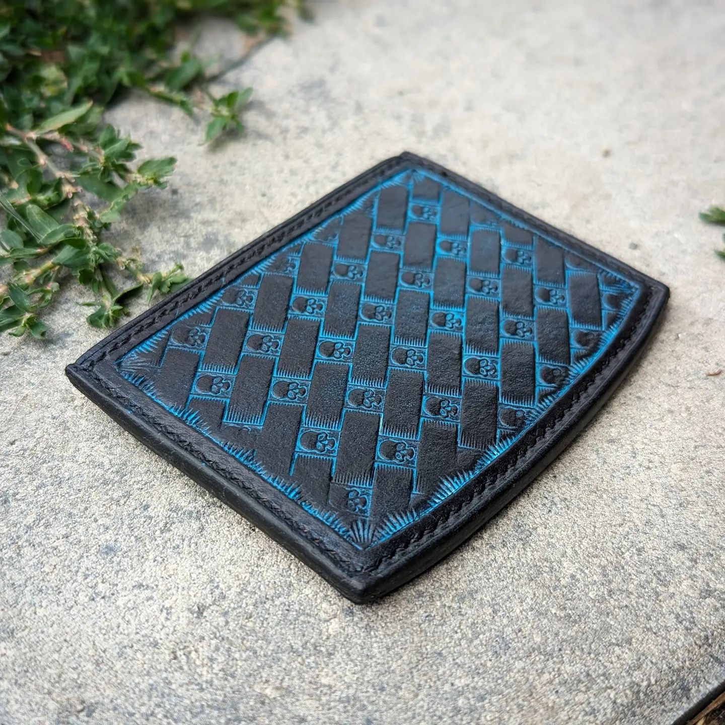 Three-Pocket Minimalist Wallet | Black + Turquoise Skulls