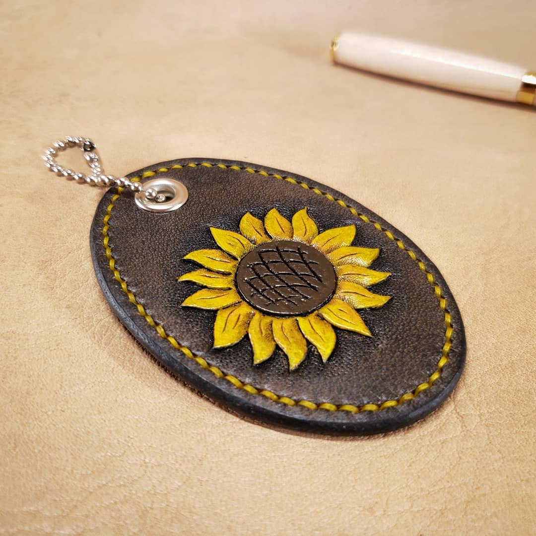 Purse Charm | Tooled Sunflower