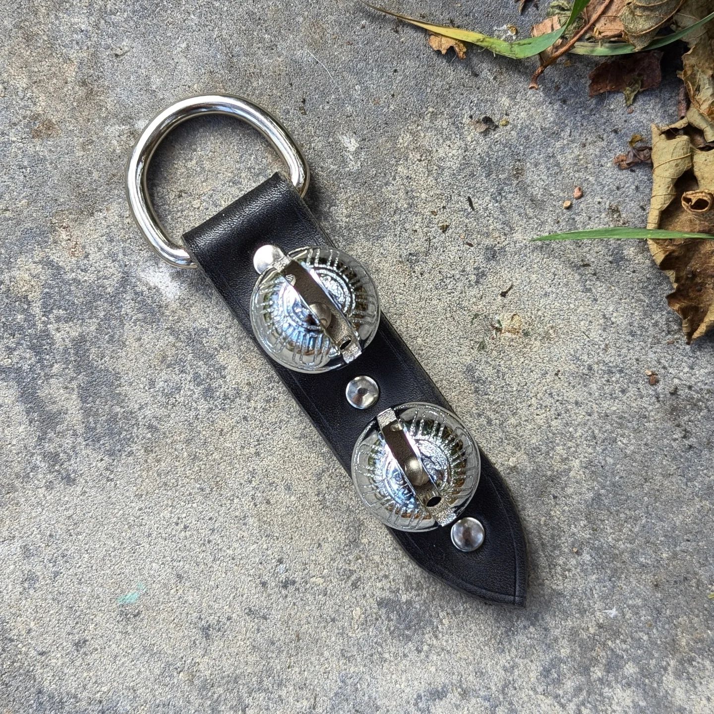 Sleigh Bell Hanger | Chrome Sleigh Bells + Black Latigo #1