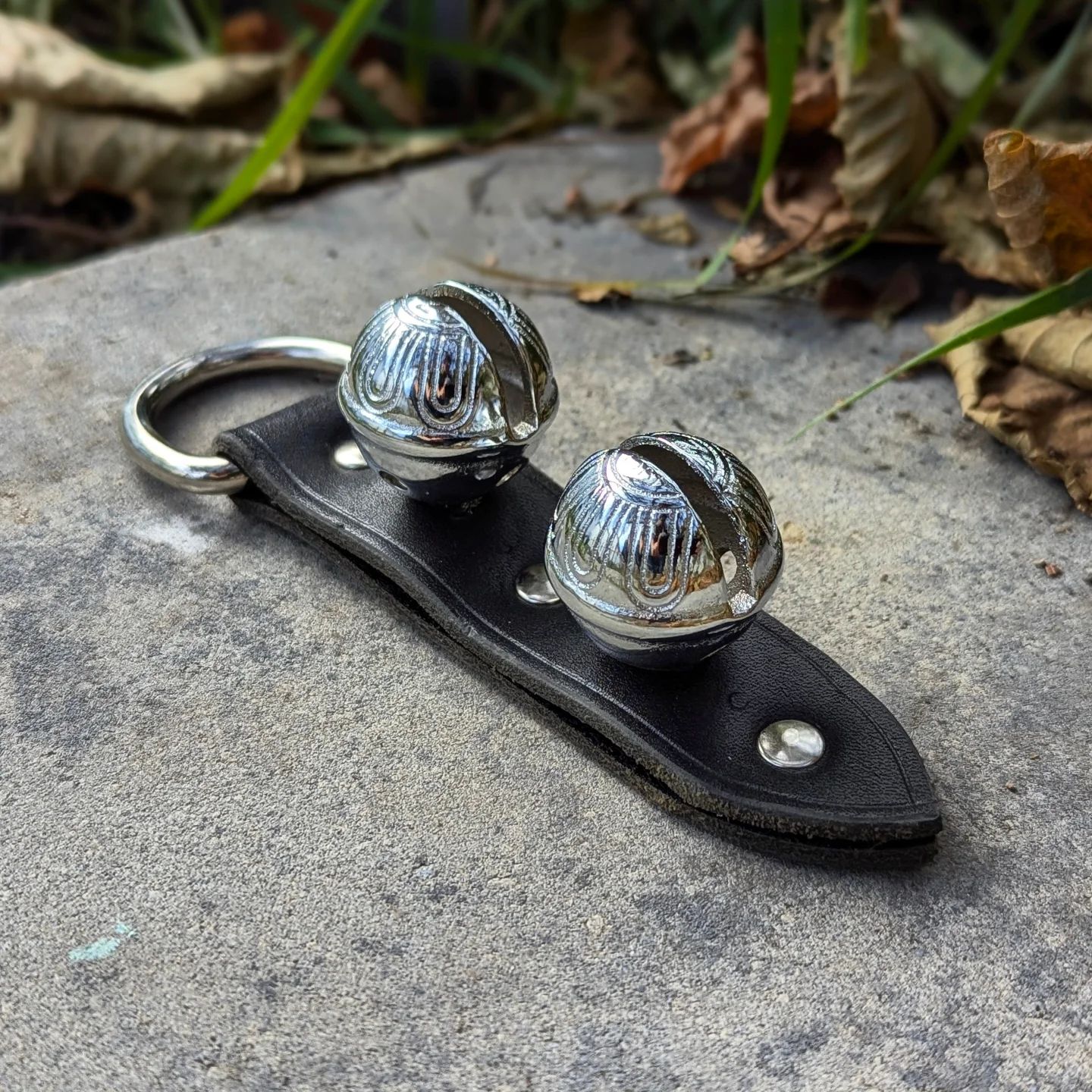 Sleigh Bell Hanger | Chrome Sleigh Bells + Black Latigo #1