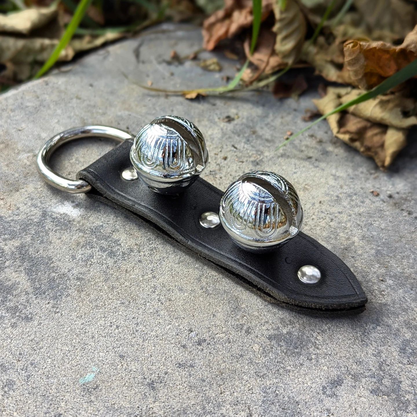 Sleigh Bell Hanger | Chrome Sleigh Bells + Black Latigo #1