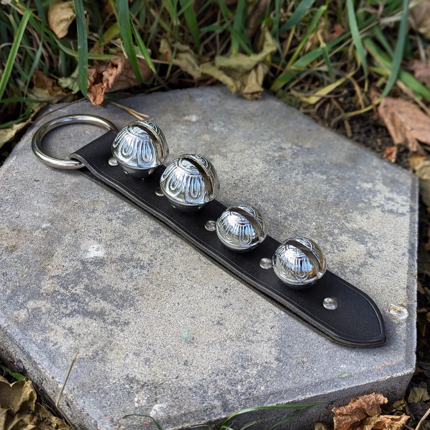 Sleigh Bell Hanger | Chrome Sleigh Bells + Black Latigo #2