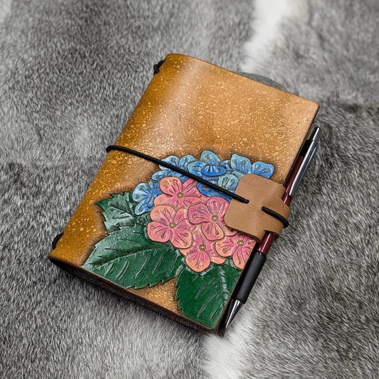 A6 Traveller's Refillable Notebook | Tooled Hydrangea for N.C.