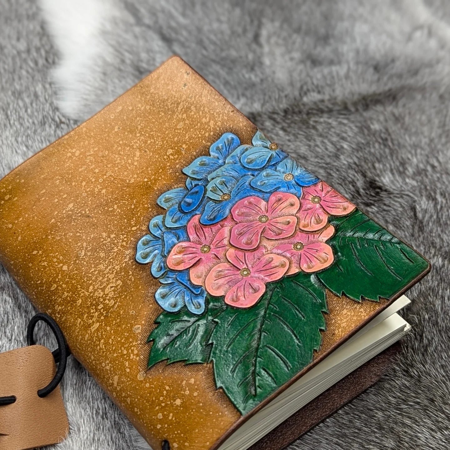 A6 Traveller's Refillable Notebook | Tooled Hydrangea for N.C.