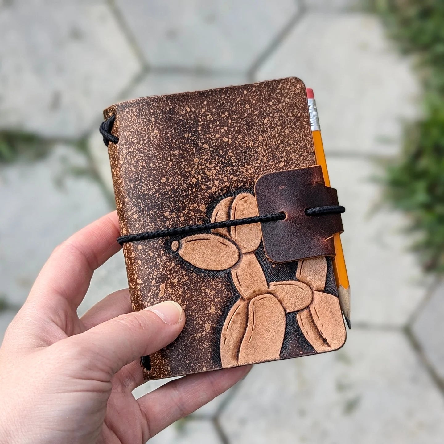 A7 Traveller's Refillable Notebook | Tooled Balloon Dog #1