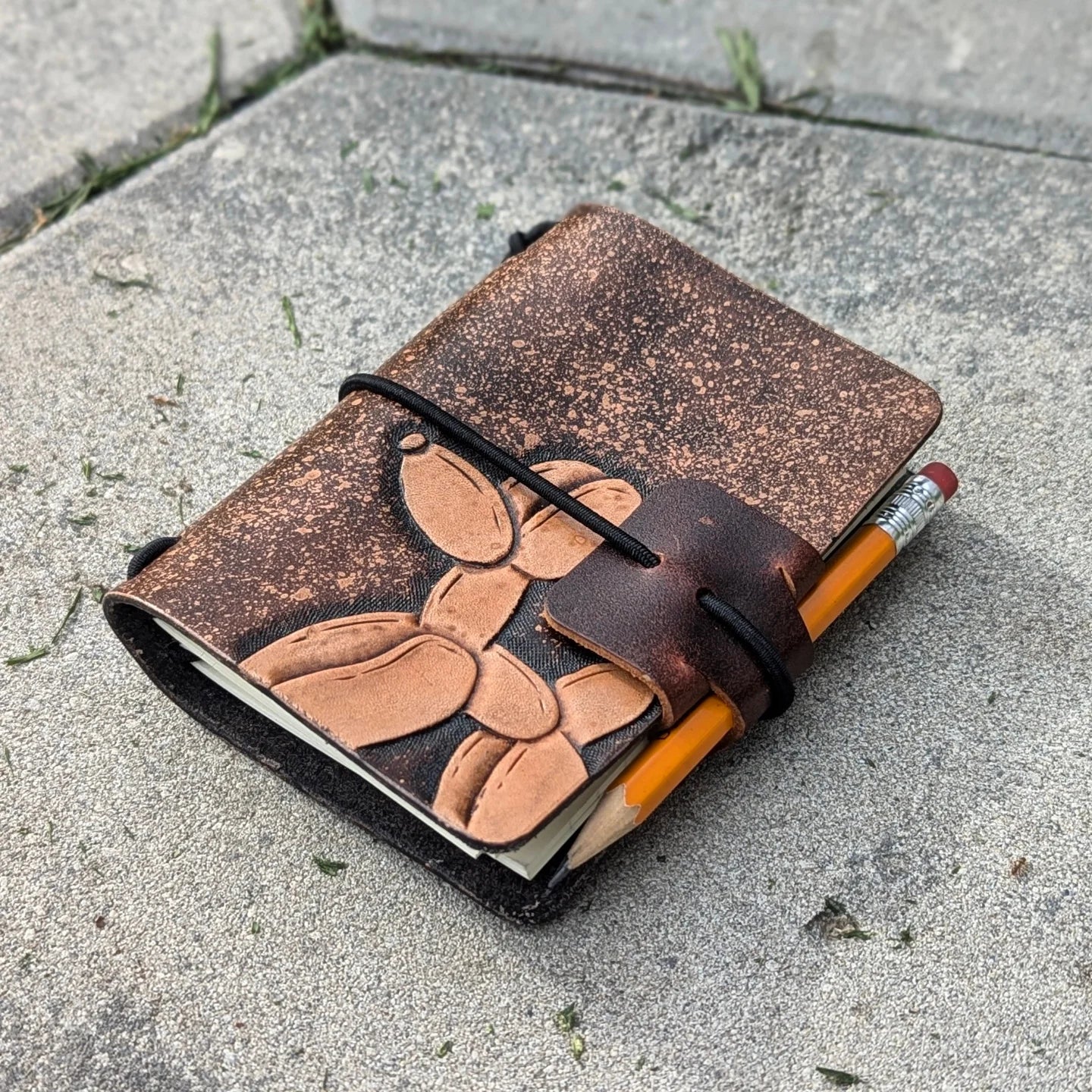 A7 Traveller's Refillable Notebook | Tooled Balloon Dog #1