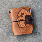 A7 Traveller's Refillable Notebook | Tooled Monstera Leaf #1