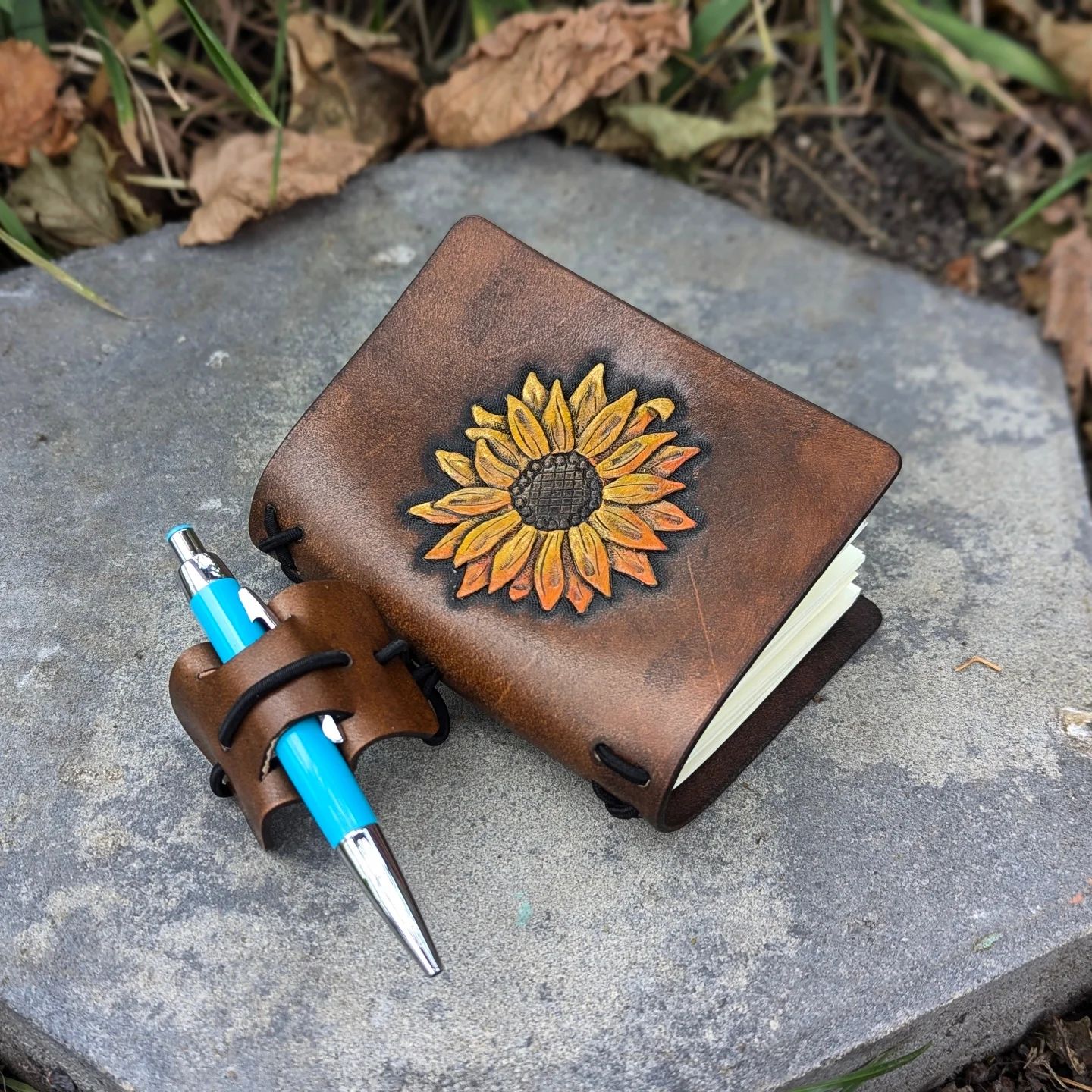 A7 Traveller's Refillable Notebook | Tooled Sunflower