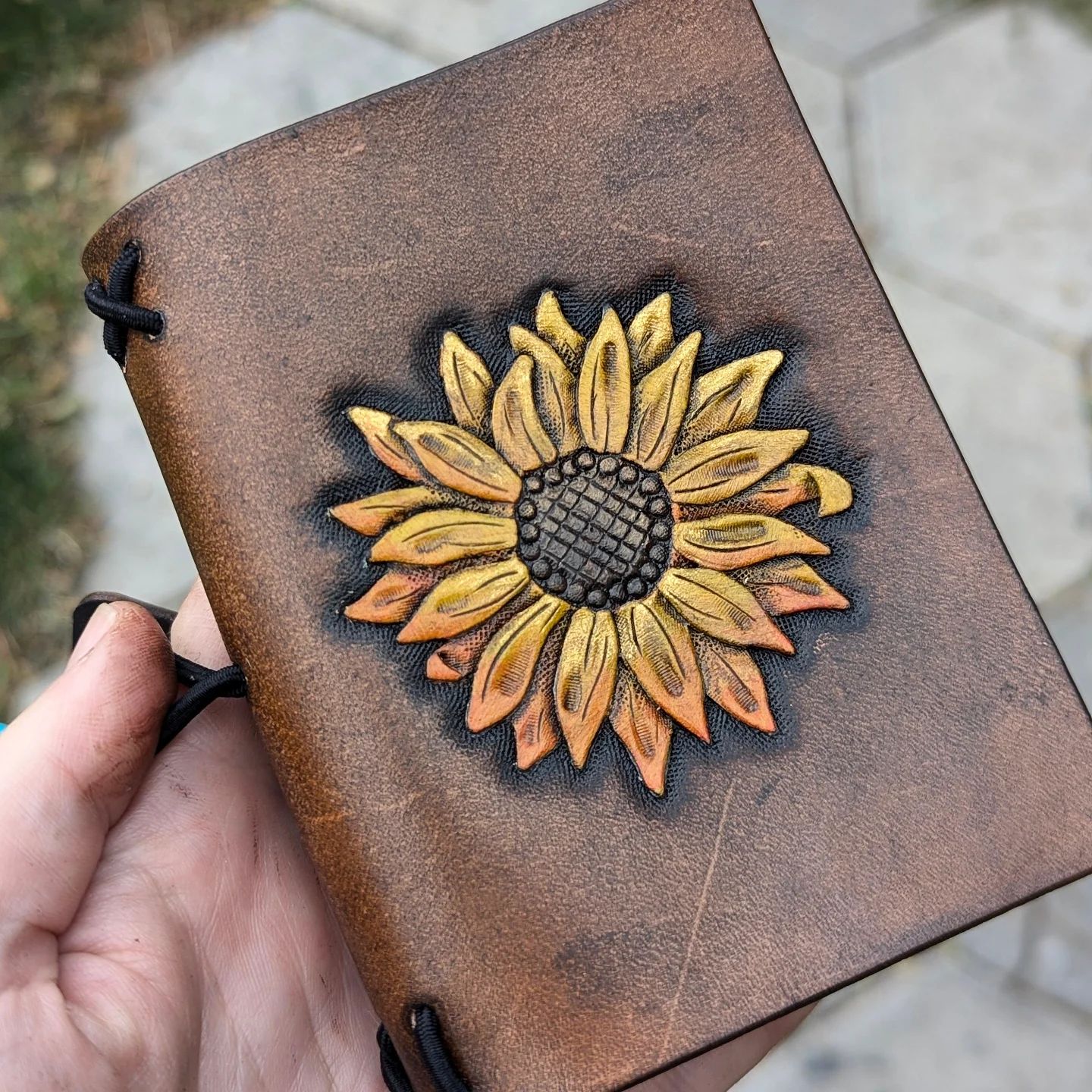 A7 Traveller's Refillable Notebook | Tooled Sunflower