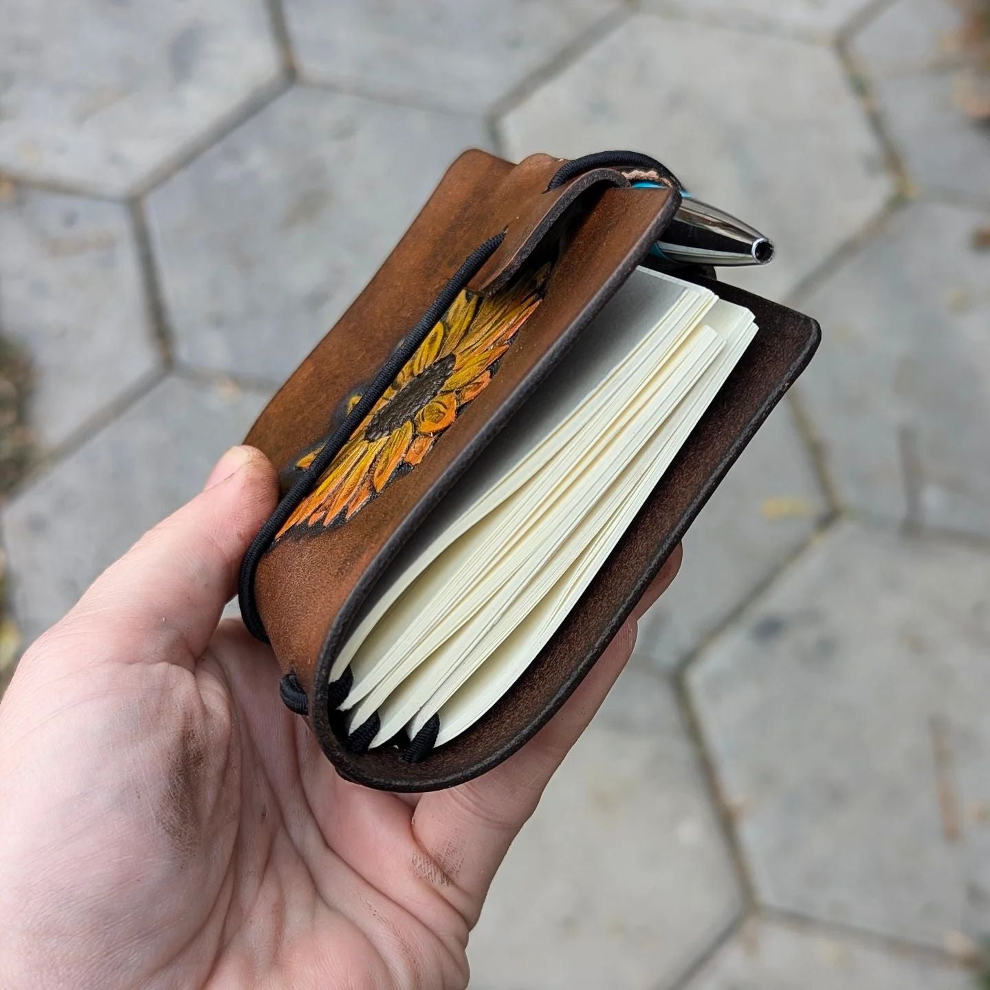 A7 Traveller's Refillable Notebook | Tooled Sunflower