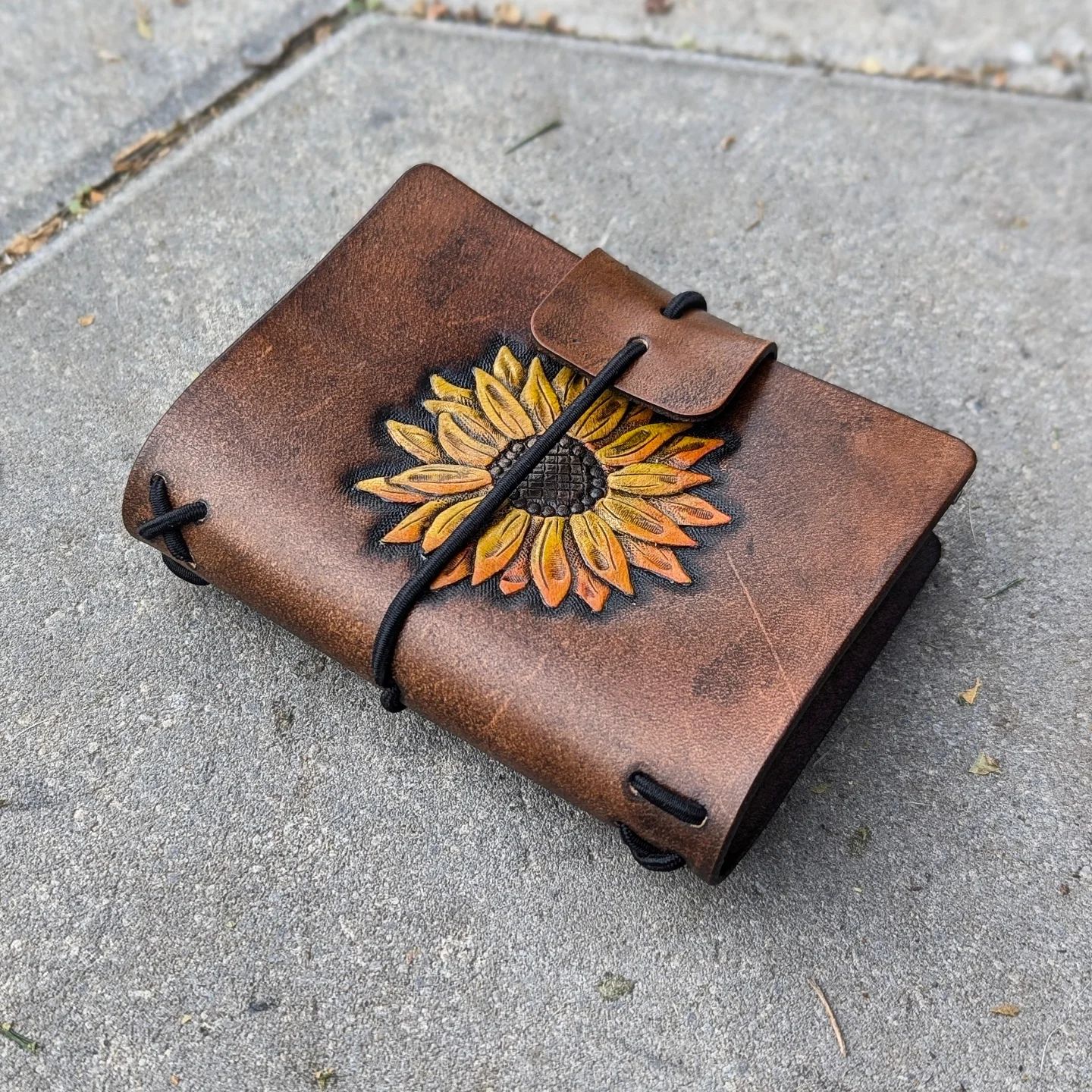 A7 Traveller's Refillable Notebook | Tooled Sunflower