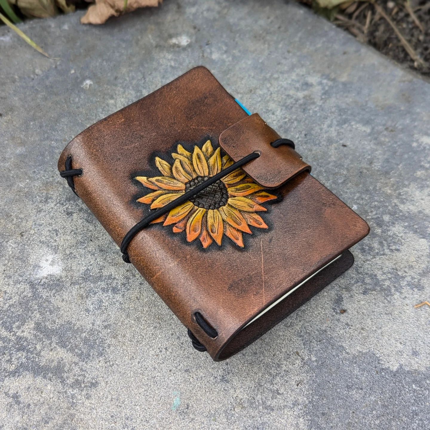 A7 Traveller's Refillable Notebook | Tooled Sunflower