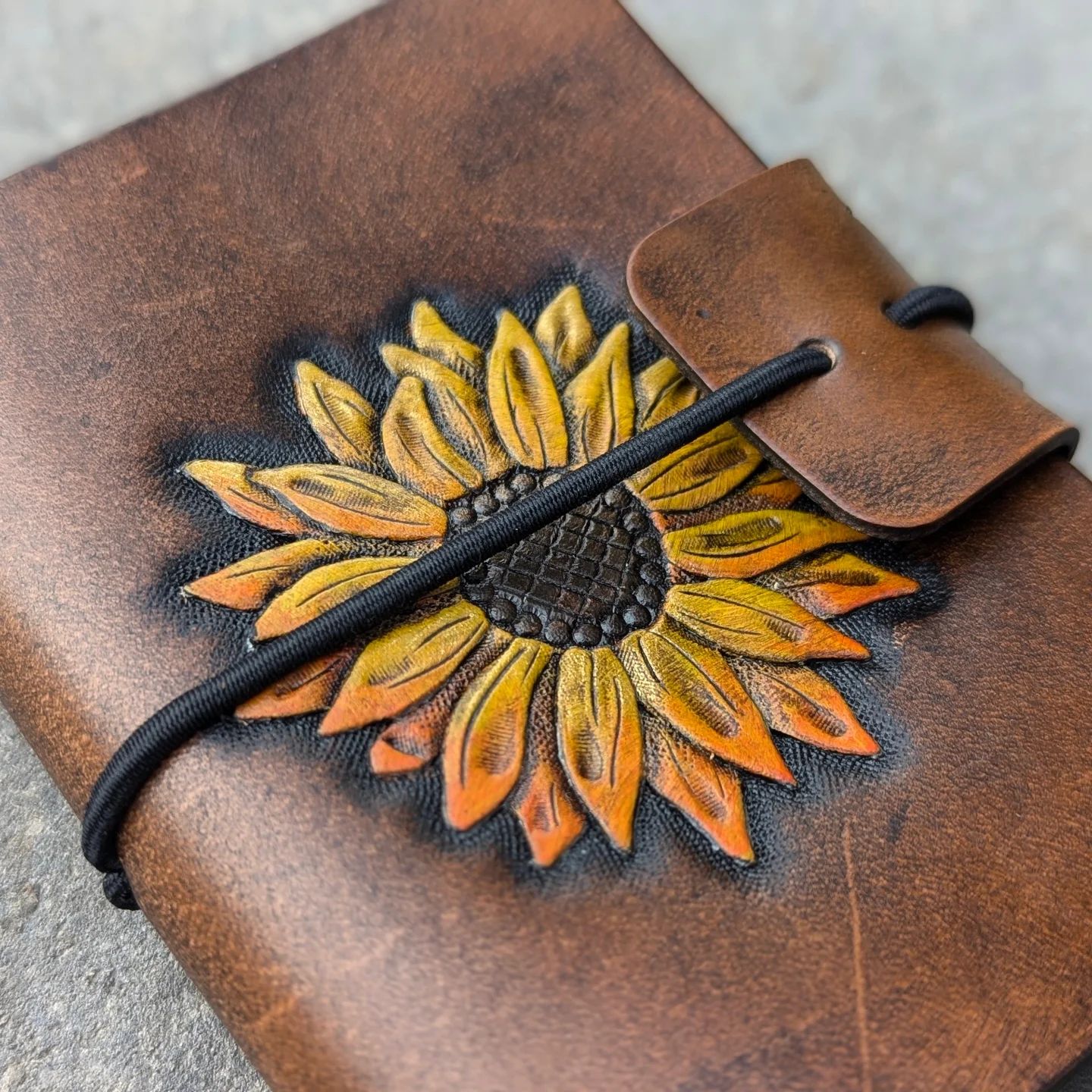 A7 Traveller's Refillable Notebook | Tooled Sunflower