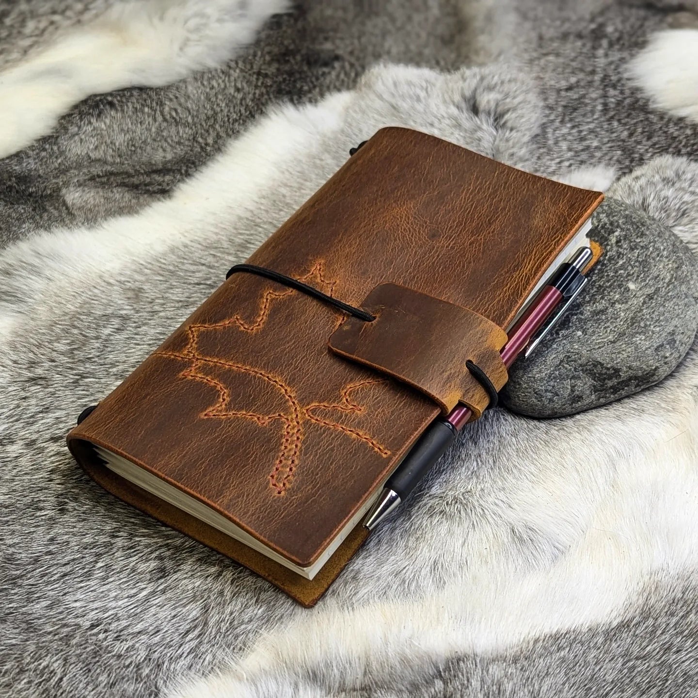 B6 SLIM Traveller's Refillable Notebook | Stitched Maple Leaf #1