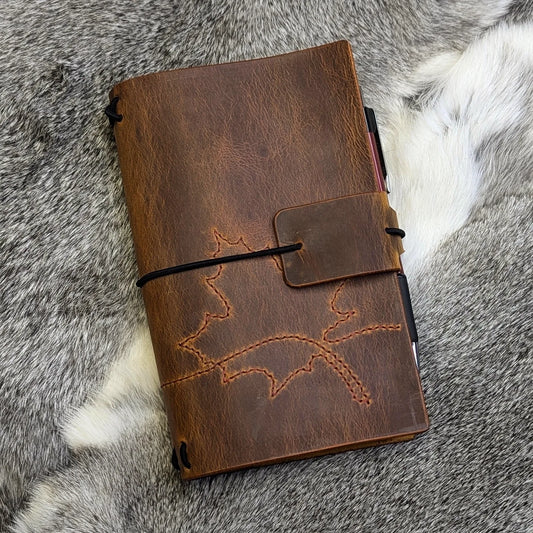 B6 SLIM Traveller's Refillable Notebook | Stitched Maple Leaf #1