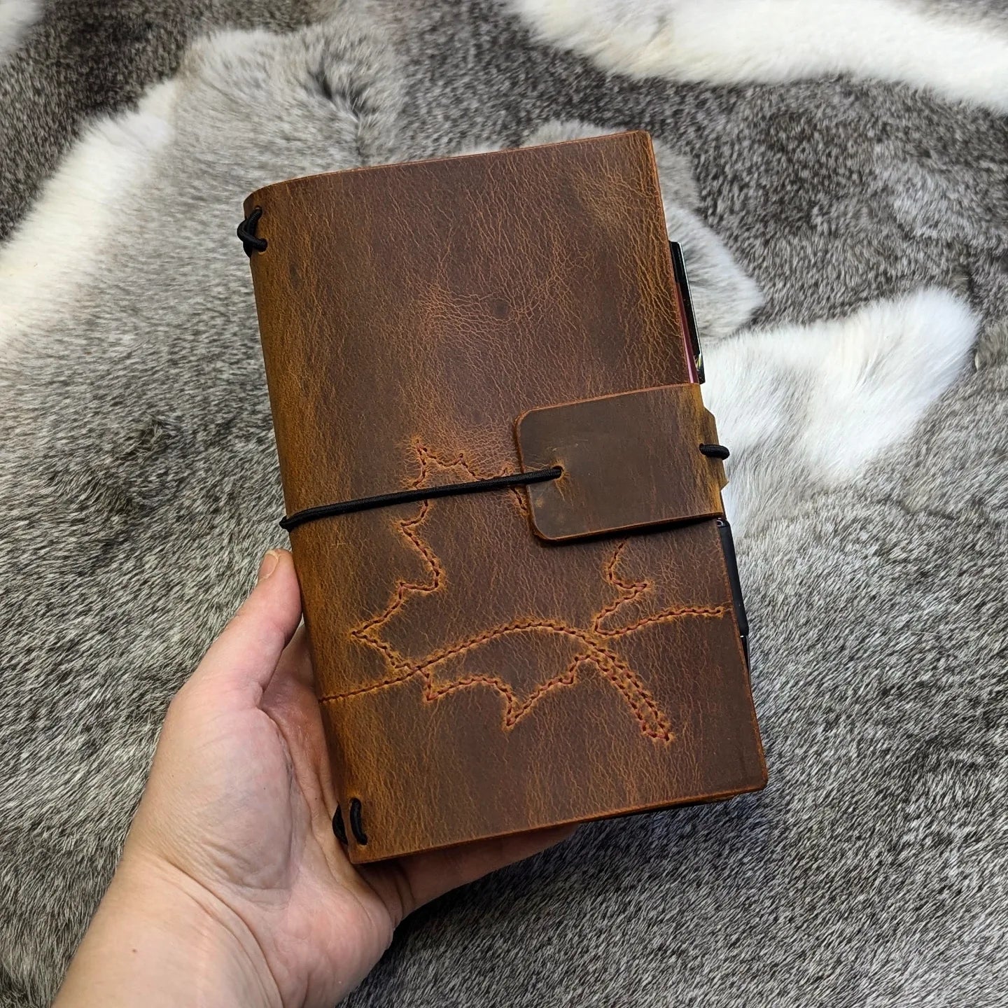 B6 SLIM Traveller's Refillable Notebook | Stitched Maple Leaf #1