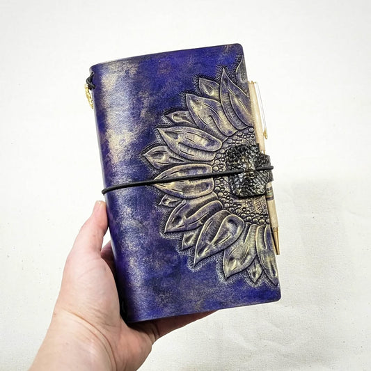 B6 Slim Traveller's Refillable Notebook | Purple + Gold Sunflower for T.W.