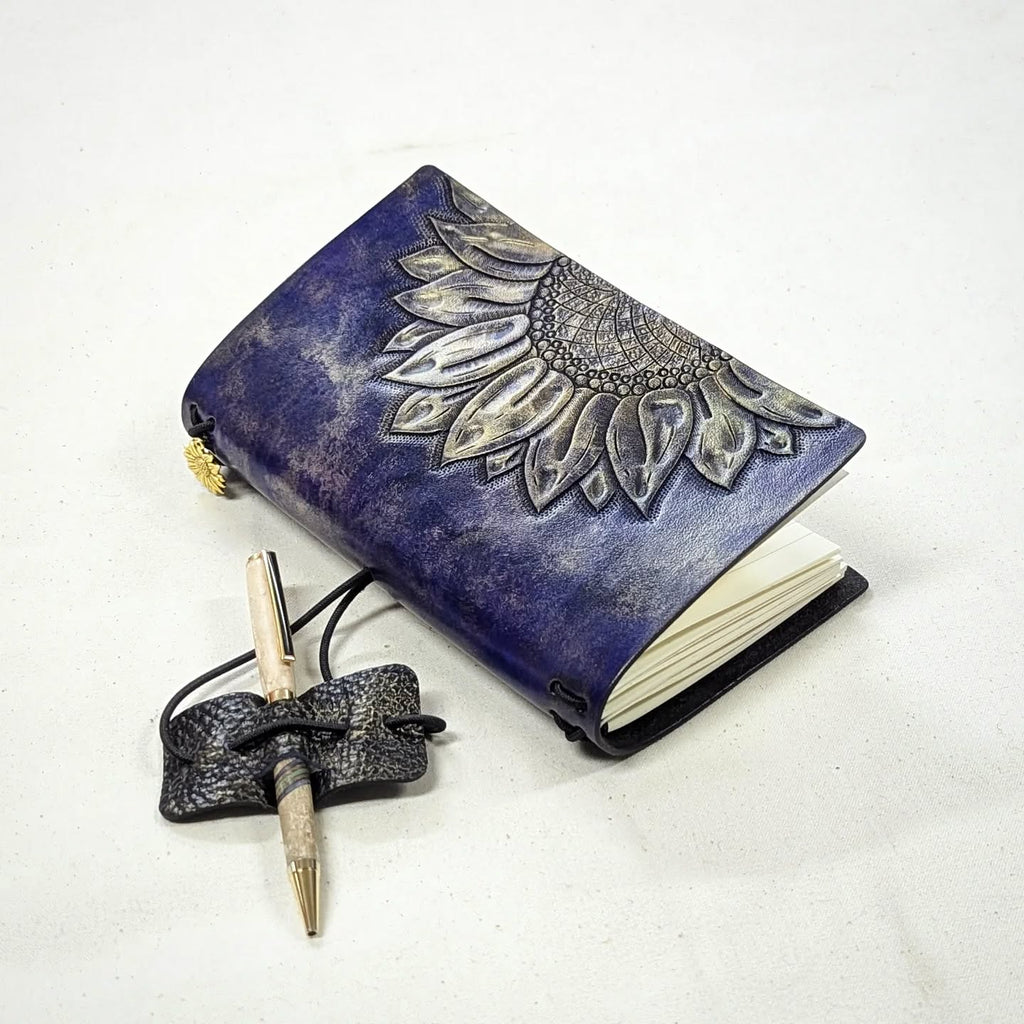 B6 SLIM Traveller's Refillable Notebook | Purple + Gold Sunflower for T.W.