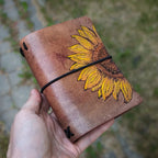 PASSPORT Traveller's Refillable Notebook | Pyrography Sunflower #1